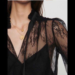 Lace Top With Bow (black) - Maje